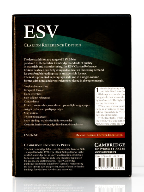 Cambridge ESV Clarion Reference Bible Back Cover