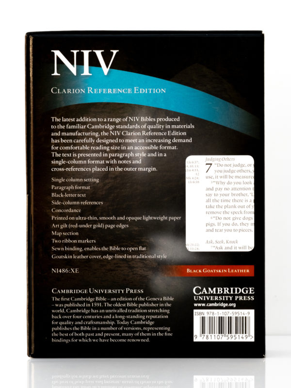 Cambridge NIV Clarion Reference Bible Back Cover