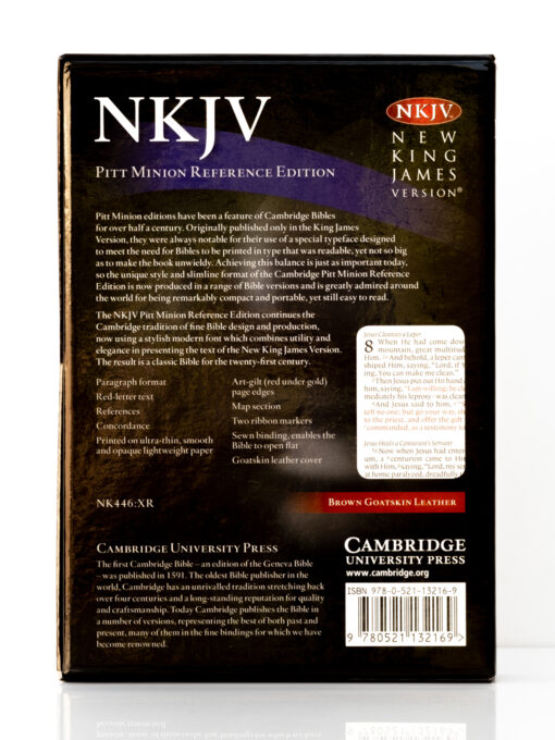 Cambridge NKJV Pitt Minion Brown Goatskin Back Cover