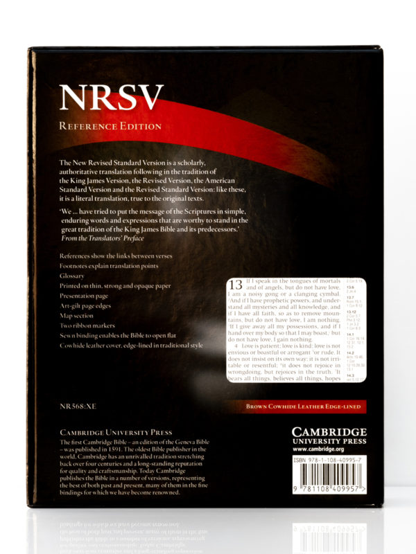 Cambridge NRSV Reference Bible Back Cover